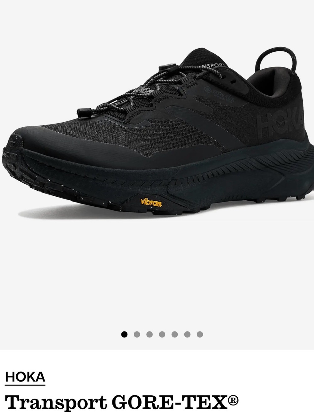 HOKA Transport sz 9 Triple Black Vibram Cordura Walking up Hiking Shoes